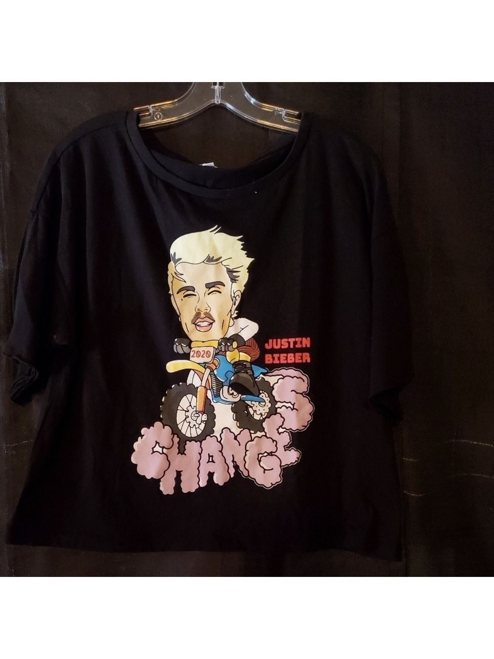 BP Justin Bieber Graphic Crop Top Baby Tee Black Medium - Picture 4 of 12
